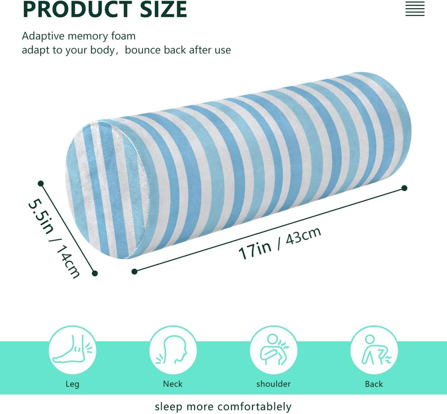 Yoga Bolster Pillow Round Neck Roll Pillow Bed Round Pillow for Baby Cylinder Decorative Pillow Bolster Pillow Covers with Zipper Gold Stripe