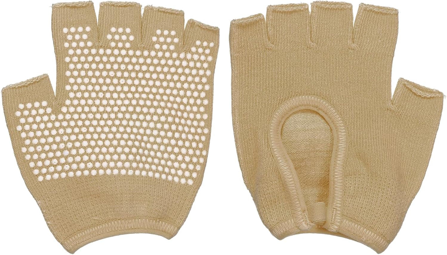 Yoga Gloves, Non Slip Fingerless Pilates Gloves Breathable Exercise Workout Mittens