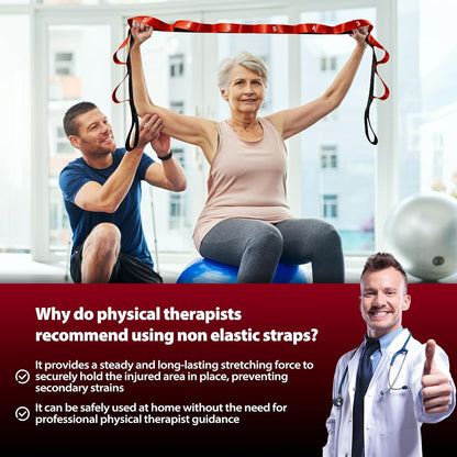 Acozycoo Stretching Strap with Loops for Physical Therapy,Yoga Strap for Stretching,Home Workout,Pilate & Flexibility Training,Non-Elastic Exercise Stretch Band for Hamstring,Leg Stretcher Belt,Flexibility Fascia