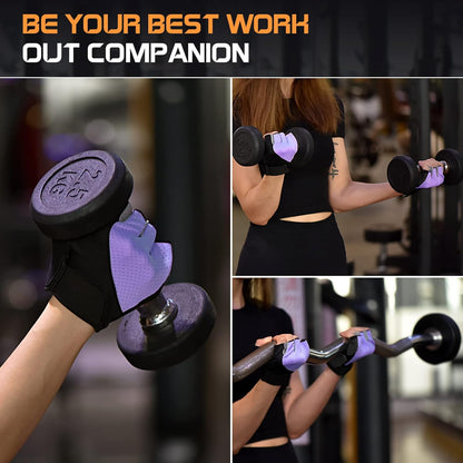 sunnex Workout Gloves for Women - Breathable Weight Lifting Gloves with Non-Slip Silicone Padding, Fingerless Gym Gloves for Cycling, Rowing, Pull Ups & Training (4 Sizes)