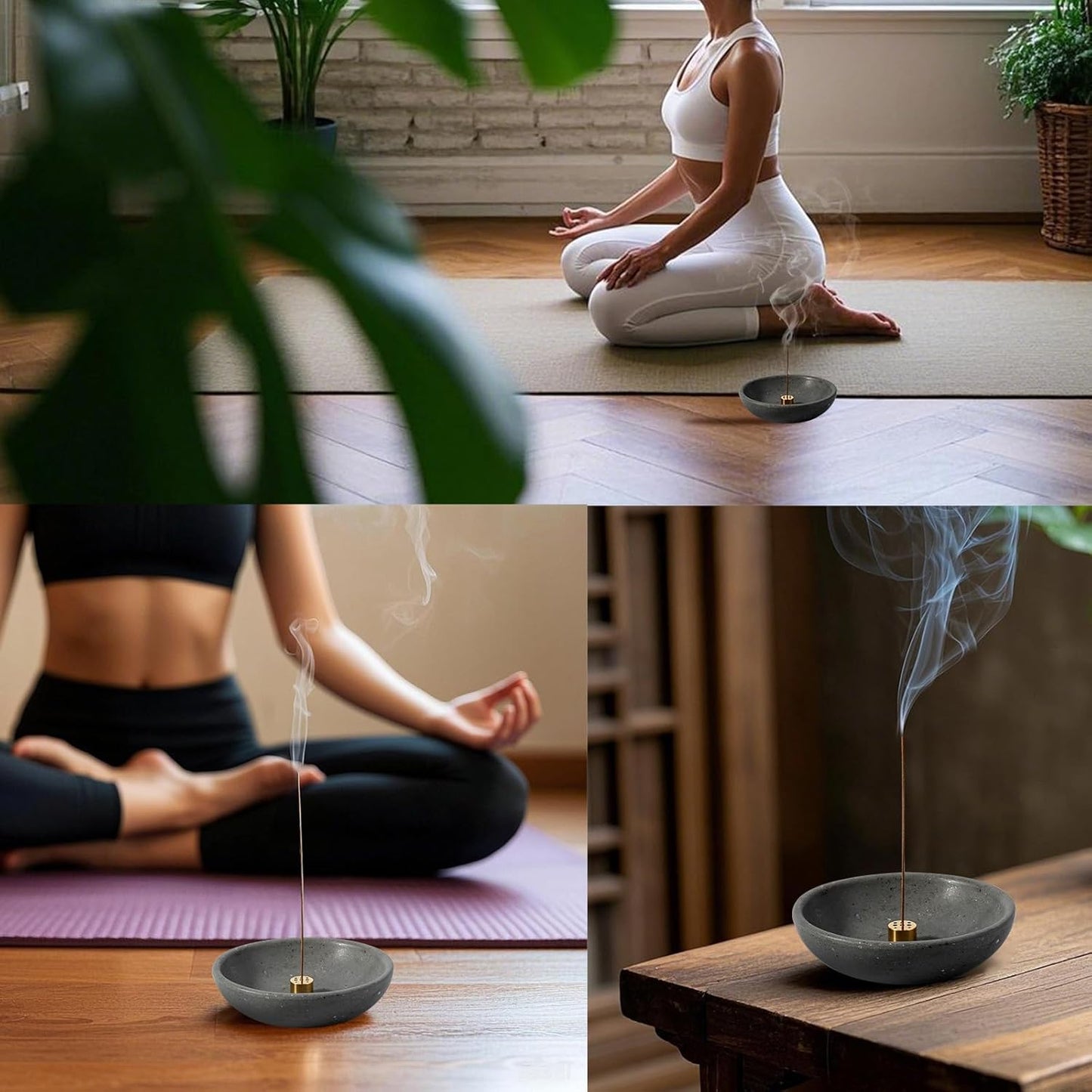 Koville Natural Marble Incense Holder, Incense Holder for Sticks with 9 Holes, Handmade Incense Burner Ash Catcher for Meditation Yoga SPA, Balsam Fir/Palo Santo/Sage/Cone (RoyalBeige)