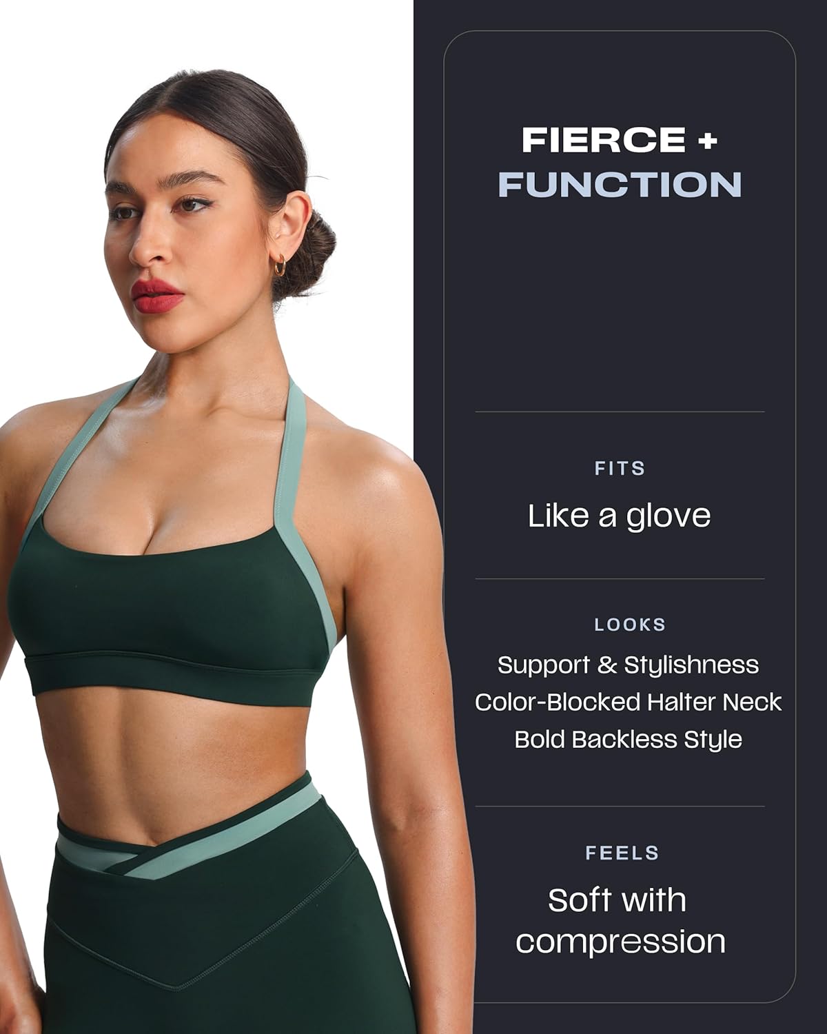 Aoxjox Women's Color Block Halter Workout Sports Bras Fitness Athletic Vanessa Bra Yoga Crop Tank