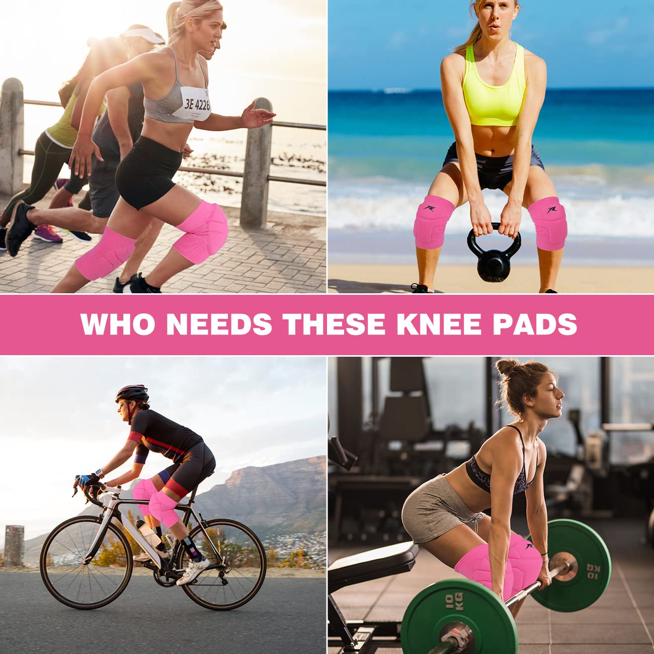 Volleyball Knee Pads Pink, Knee Protector Supporter for Girl Lady Women with High Protection Pads,Professional Grade Knee Pads for Running,Tennis,Yoga,Cycline,Gym,Workout Exercise