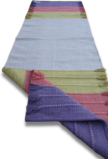 Jaipur Art & Rugs Cotton Yoga Rug - Eco-Friendly Hand-Woven Thick Mat (24”x72”x5mm) for Everyday Fitness at Home - Comfortable & Extra-Long - Colors B