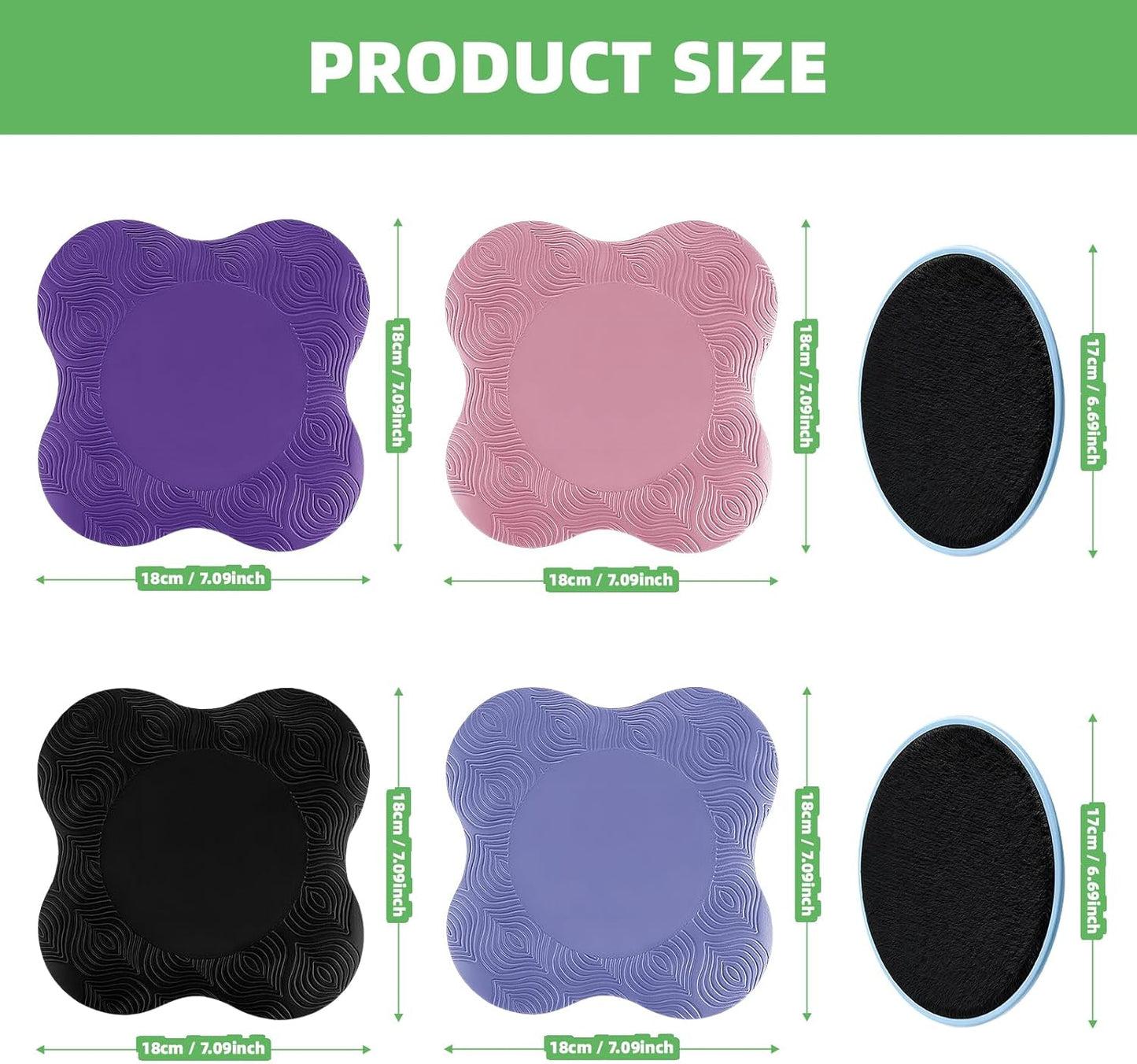 4 Pack Yoga Knee Pads Mat Setyoga, Comfortable Yoga Kneeling Mat for Knees Elbows Wrists and Head Unisex Support Foam, 4 Pack Mixed Colors