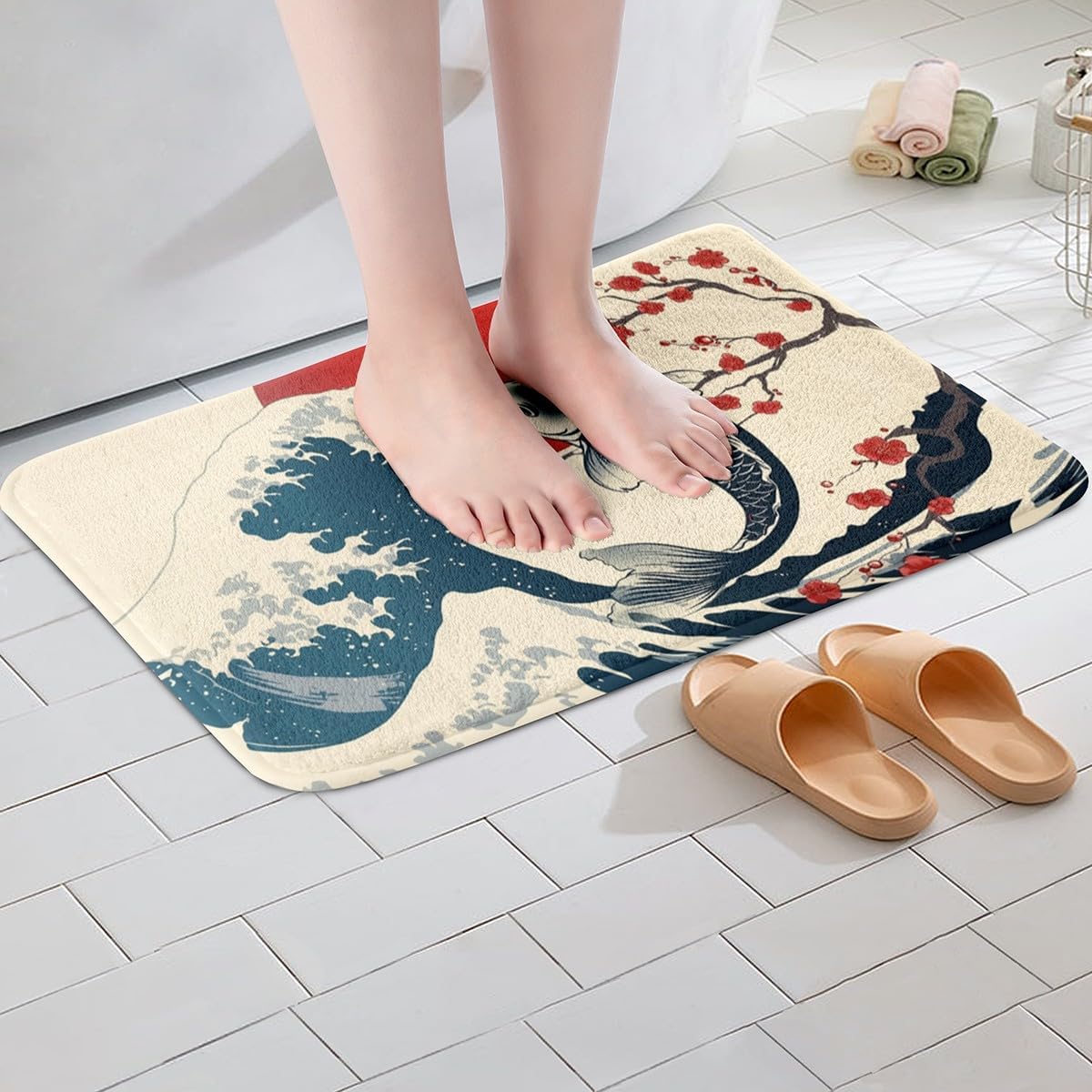 Erosebridal Yoga Bathroom Rugs Gradient Bath Mat,Meditation 20"X 32" Doormats Floor Mats for Kids Boys Girls Teens Lotus Art Non Slip Bath Rug