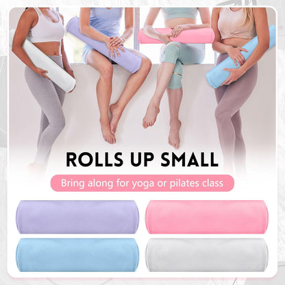 Breling 4 Pack 72" x 24" Hot Yoga Towel Non Slip Microfiber Mat Towel Sweat Absorbent Soft Pilates Mat Essentials for Hot Yoga Pilates Exercise(Light Grey)