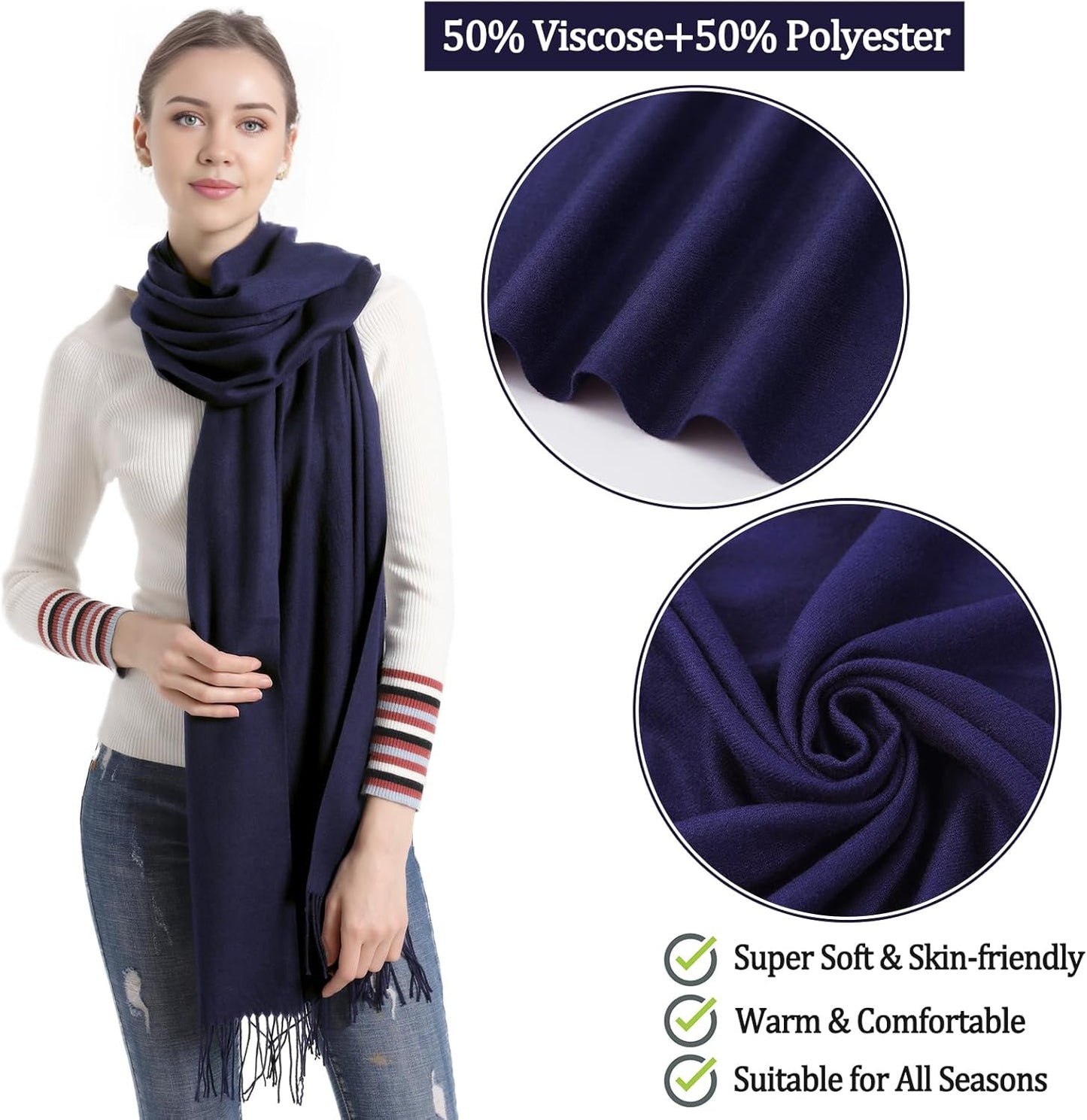 Pashmina Scarf and Shawl - Soft Women Pashminas Wrap for Wedding Evening Party dresses