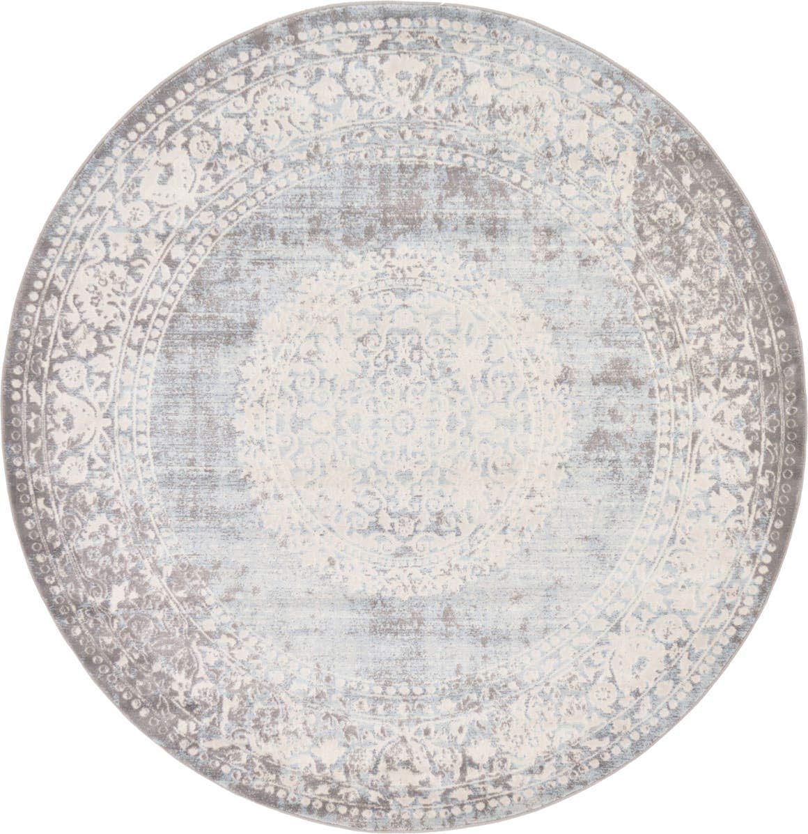 Unique Loom New Classical Collection Area Rug - Olwen (4'Round, Purple/ Gray)