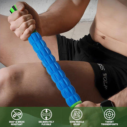 Massage Roller Stick,Muscle Roller Stick for Athletes, Liposuction Massage Roller for Lymphatic Drainage, for Relief Muscle Soreness, Trigger Points, Help Runner Legs, Back Recovery (Red & Black)