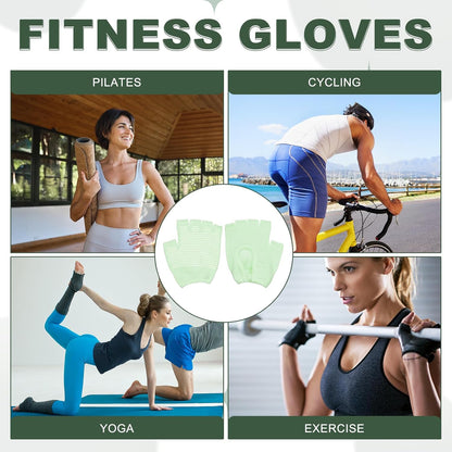 Yoga Gloves, Non Slip Fingerless Pilates Gloves Breathable Exercise Workout Mittens