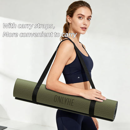 Yoga Mat Thick(10mm) Exercise Mat Non Slip Anti-tear,72"x35" Extra Large Pilates Mats for Home Workouts, Gym & Floor Stretching with Carrier Strap