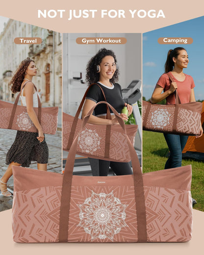 Gonex Yoga Mat Bag, Extra Canvas Gym Bag with Waterproof Pocket Metal Zipper, Fits Mat & Blocks, Stylish Yoga Mat Carrier for Women, Ideal for Yoga, Pilates, Workout, Travel