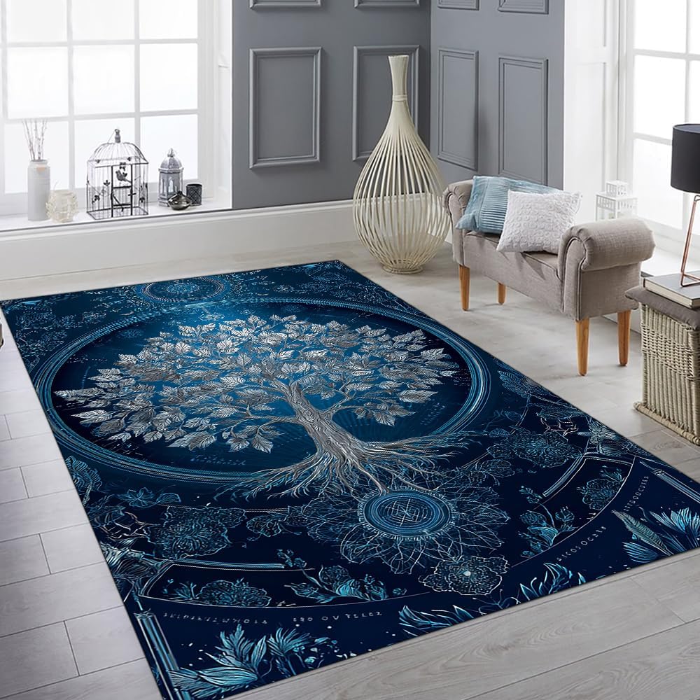 Tree of Life Rug for Living Room Bedroom – Yggdrasil Viking Area Rug Soft Non-Slip Carpet for Indoor Home Décor (Tree of Life Rug 05)