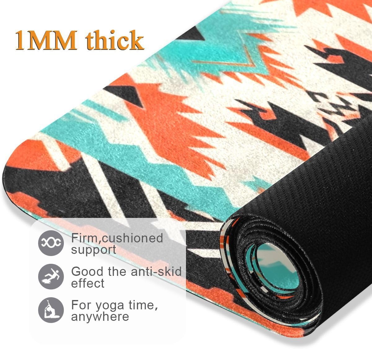 Nander Yoga Mat Thick Non-slip Soft Breathe Elastic Exercise Fitness Gym 1MM Thick Natural Rubber for Yoga Mats,Native American Tribal