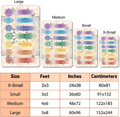 Chakra Area Rug, Meditation & Yoga Carpet for Living Room, Bedroom Mandalas Boho Style Non-Slip Machine Washable Rugs for Women Adults Yoga Lovers Bohemian Floor Mat Office Decor (YOGA-DS01)