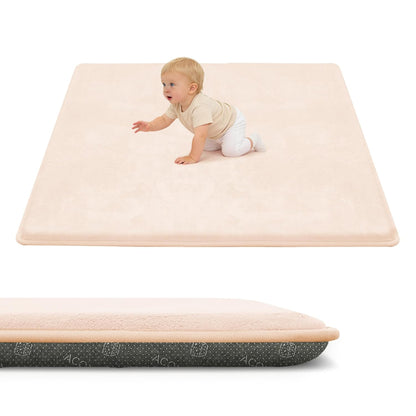 ACOMOPACK 1.3" Thick Baby Play Mat for Floor 79x118"-Large Water-Repellent&Non-Slip Memory Foam Mat for Kids,Toddlers,Soft Velvet Nursery Rug for Tummy Time&Crawling,Yoga,Tatami Style(Blue)