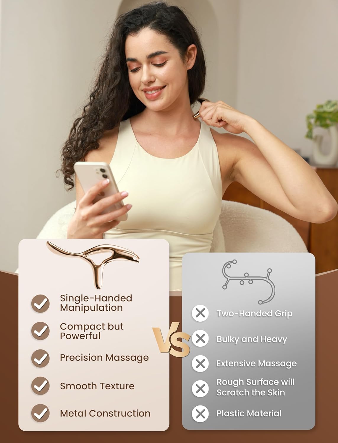 lifechill Trigger Point Massage Tool for Deep Tissue Massage & Gua Sha, HSA Muscle Scraper Tool for Full Body Pain Relief, FSA Eligible Items Thumb Saver Acupressure Tool, Fathers Day Dad Gifts