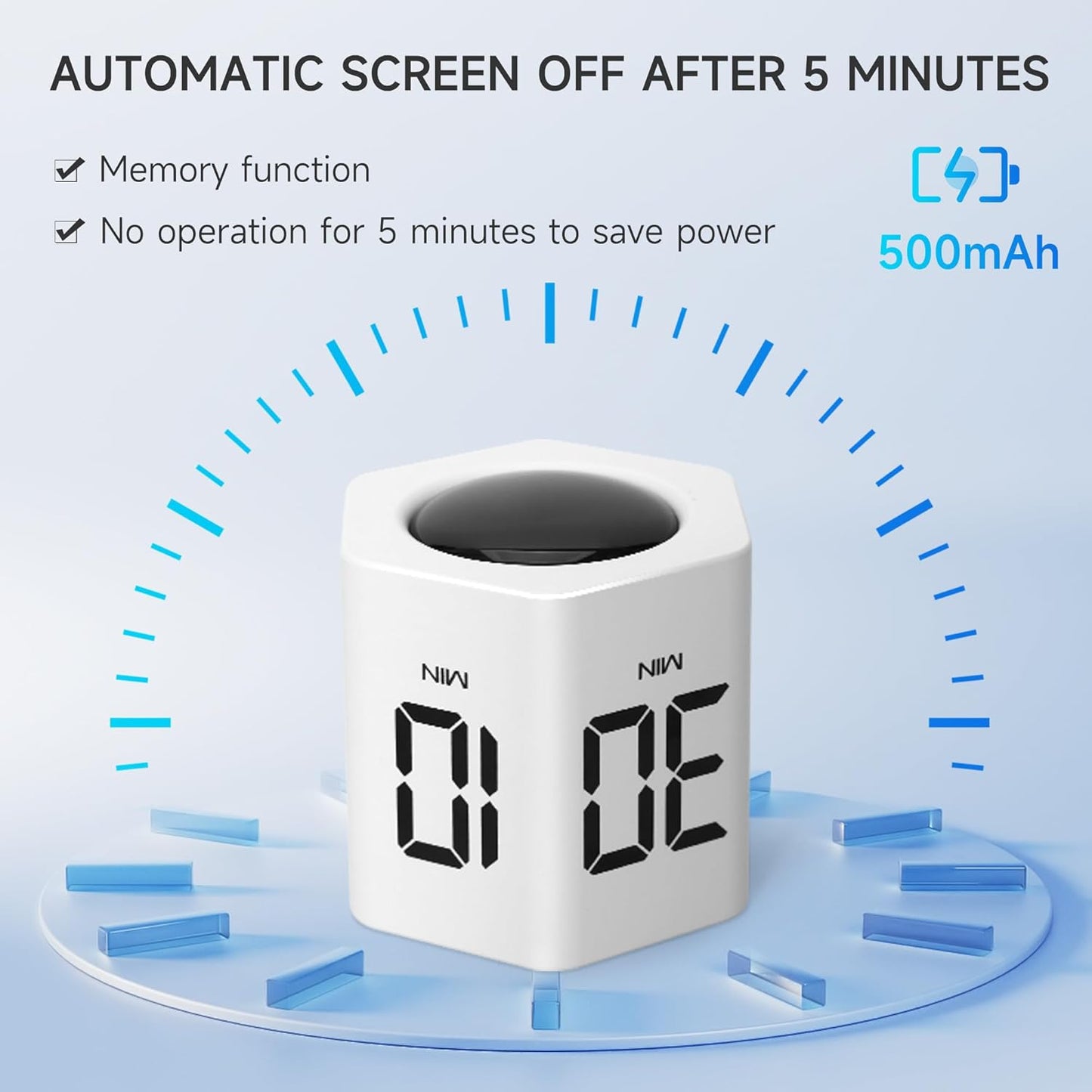 Productivity Timer 1, 5, 10, 30, 60 Minutes Preset, Desk Cube Timer with Gravity Sensor/Mute/Vibration for ADHD, Work, Study, Kitchen, Back to School (Wood Grain)