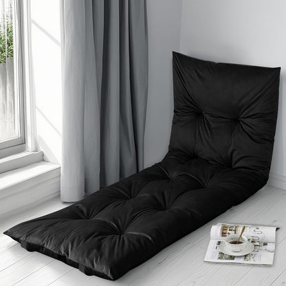 HOMBYS Floor Lounger Pillow Foldable and Tufted Design Long Floor Cushion for Yoga, Reading, Sleeping, Meditation, Elastic Band for Roll Up and Easy Storage, Machine Washable, Dark Grey, 74"x27"
