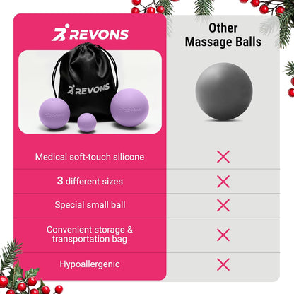 3 in 1 Massage Ball Set - Lacrosse Balls for Myofascial Release, Back Pain Relief, Face Fitness, Trigger Points, Yoga, Physical Therapy, Muscle Recovery and Soft Deep Tissue Massage (Turquoise)