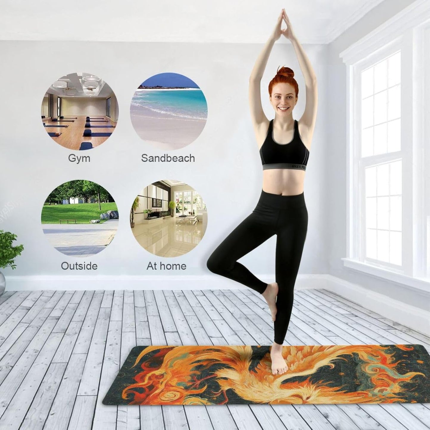 Cute Chubby Frog Yoga Mat, 71 x 26 Inch Non-slip Yoga Mats Folding Travel Exercise Mat Indoor Outdoor Gym Pilates with Storage Bag for Women Men