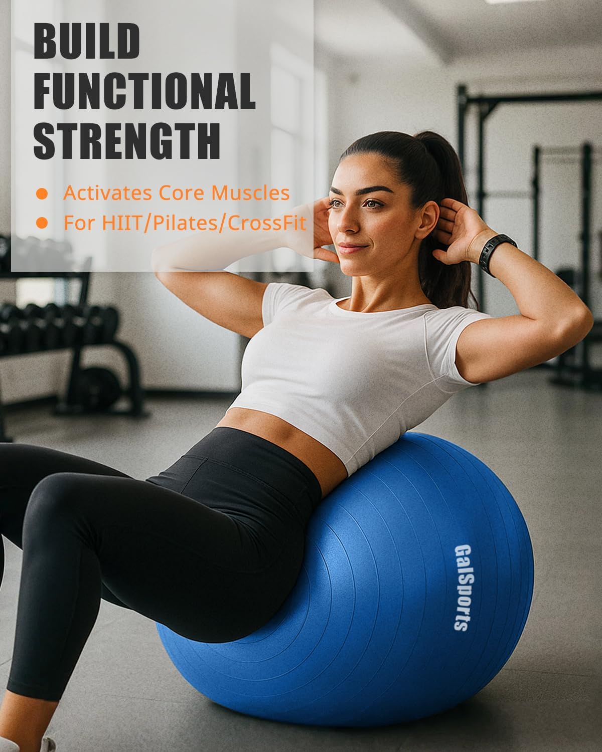 GalSports Stability Ball for Core Training & Physical Therapy – Anti-Burst, Slip-Resistant Yoga Ball for Home Gym, Pilates, Balance & Posture Improvemen