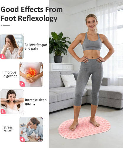 Acupressure Foot Massage Mat - Portable Foldable Foot Massager Mat for Bathroom, Yoga, Outdoor Games, Office Standing Desk Pad, Relieve Foot Pain, Anti-Slip, 30 x 18 inch (Grey)