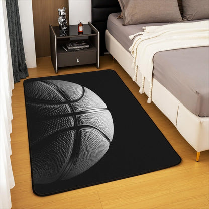 jejeloiu Basketball Living Room Rugs for Bedroom 5x7 Kids Gaming Sports Decor Carpet for Boys Girls Teens Ball Games Area Rug Soft Gift for Basketball Lover Grey and Black Room Decor