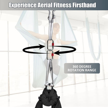 Aerial Silks Kit & Aerial Yoga Hammock - 11Yd Premium Fabric with Hardware - Easy Setup for Flying Yoga, Aerial Swing & Fitness - Supports Up to 14ft Rigging