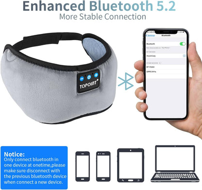 TOPOINT Sleep Mask with Headphones Bluetooth 5.4 Wireless, Sleep Headphones Earphones Earbuds with Microphone HD Speakers Music, Blackout Eye Mask for Sleeping Travel Meditation Men Women Cool Gadgets