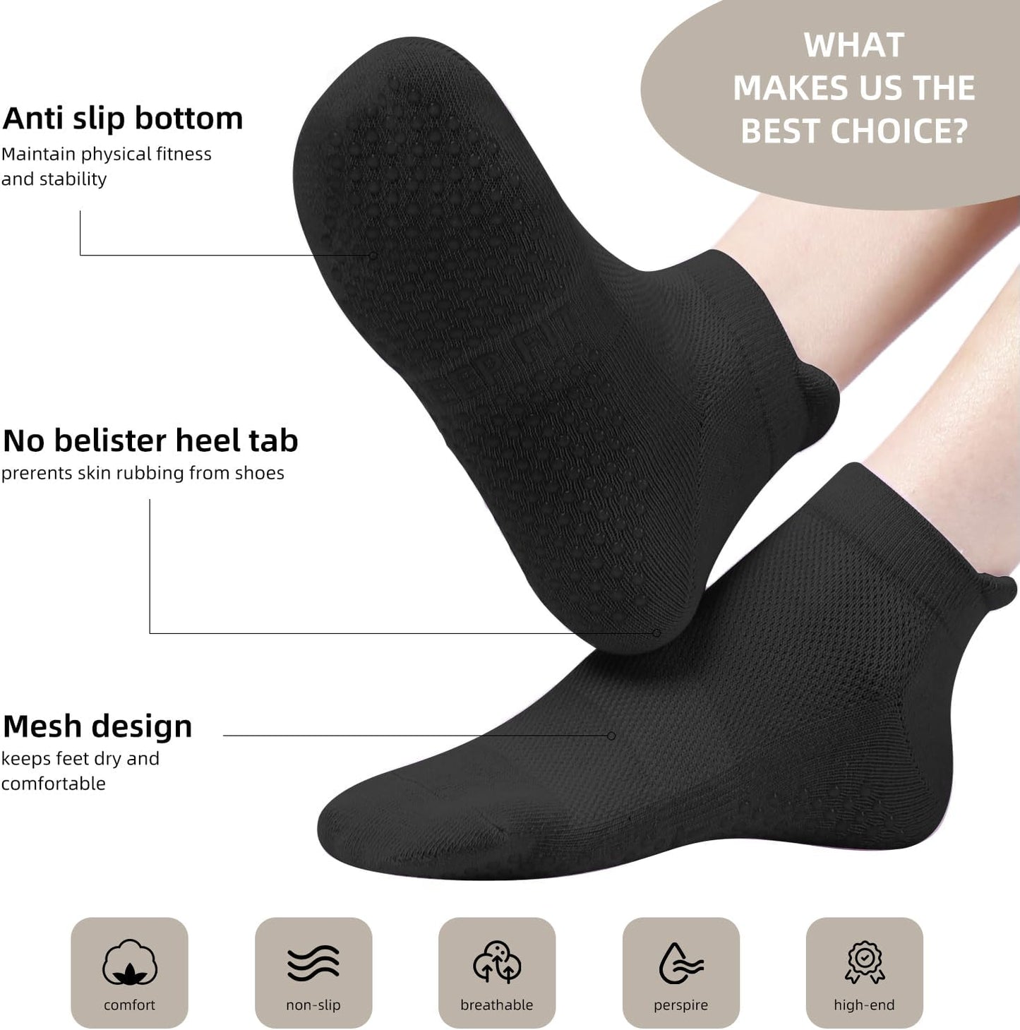 Acetin 4 Pairs Grip Socks Pilates Socks for Women