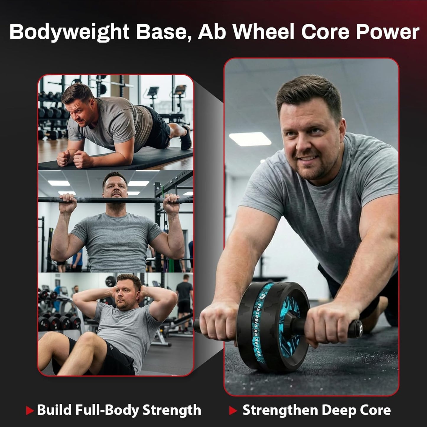 VINSGUIR Ab Roller Wheel, Abs & Core Workout Equipment for Home Gym with Knee Pad Accessories, Abdominal Wheel for Full-body Strength Training