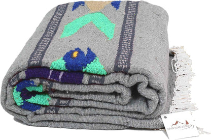 Open Road Goods Thick Mexican Yoga Blanket - Serape Fish Design - Handmade (Mint)