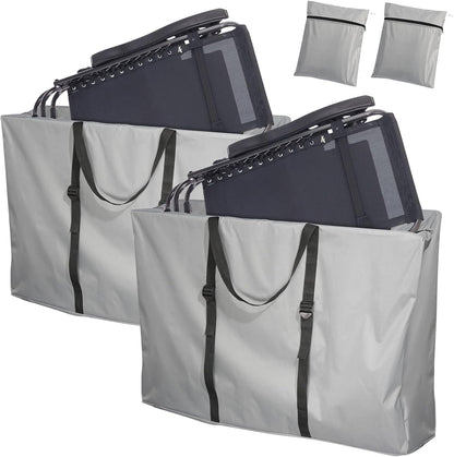Folding Chair Storage Bag, Waterproof 600D Folding Table Carry Bag with Double Zippers, Adjustable Portable Lounge Chair Carrying Bags for Zero Gravity Chairs, 43" L x 11" W x 29" H (Grey,1 Pack)