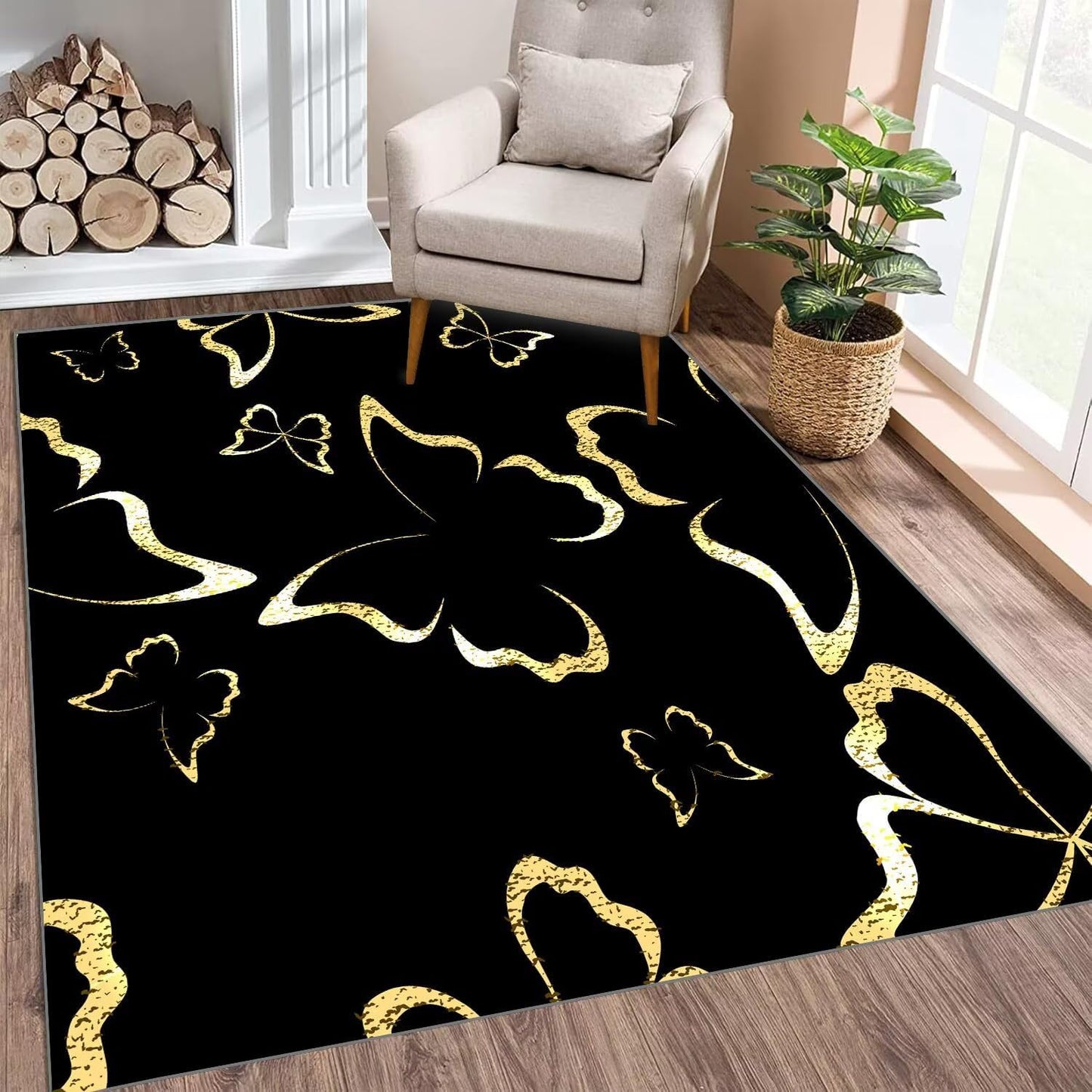 5' X 7' Queen and King Rug Black Grey Area Rugs Dining Living Room Bedroom Kitchen Office Yoga Room Washable Floor Mat Doormats Throw Rug Carpet Room Decor