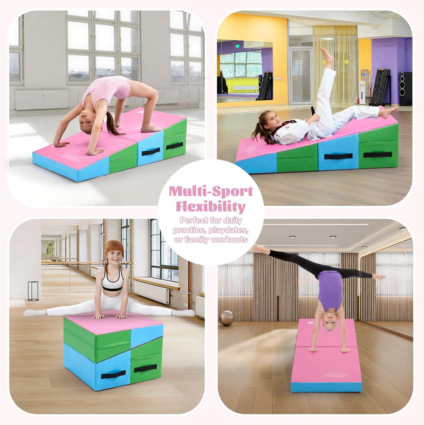 Gymnastics Cheese Mat Incline Wedge Mat, Folding Gymnastics Mat for Kids Tumbling, Indoor/Outdoor Skill Shape Training & Exercise equipment Home Gym Yoga