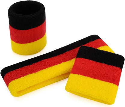 ONUPGO Sweatband Set Sports Headband Wristband Set Sweatbands Terry Cloth Wristband Wrist Sweatband Headbands Moisture Wicking Sweat Absorbing Head Band