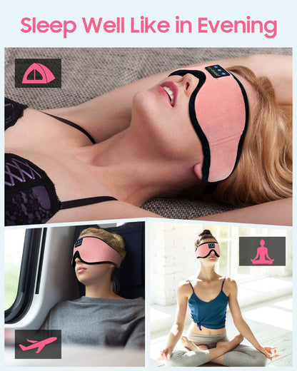 LC-dolida Sleep Headphones, 3D Sleep Mask Bluetooth Wireless Music Eye Mask, Sleeping Headphones for Side Sleepers Sleep Mask with Bluetooth Headphones Ultra-Thin Stereo Speakers Perfect for Sleeping