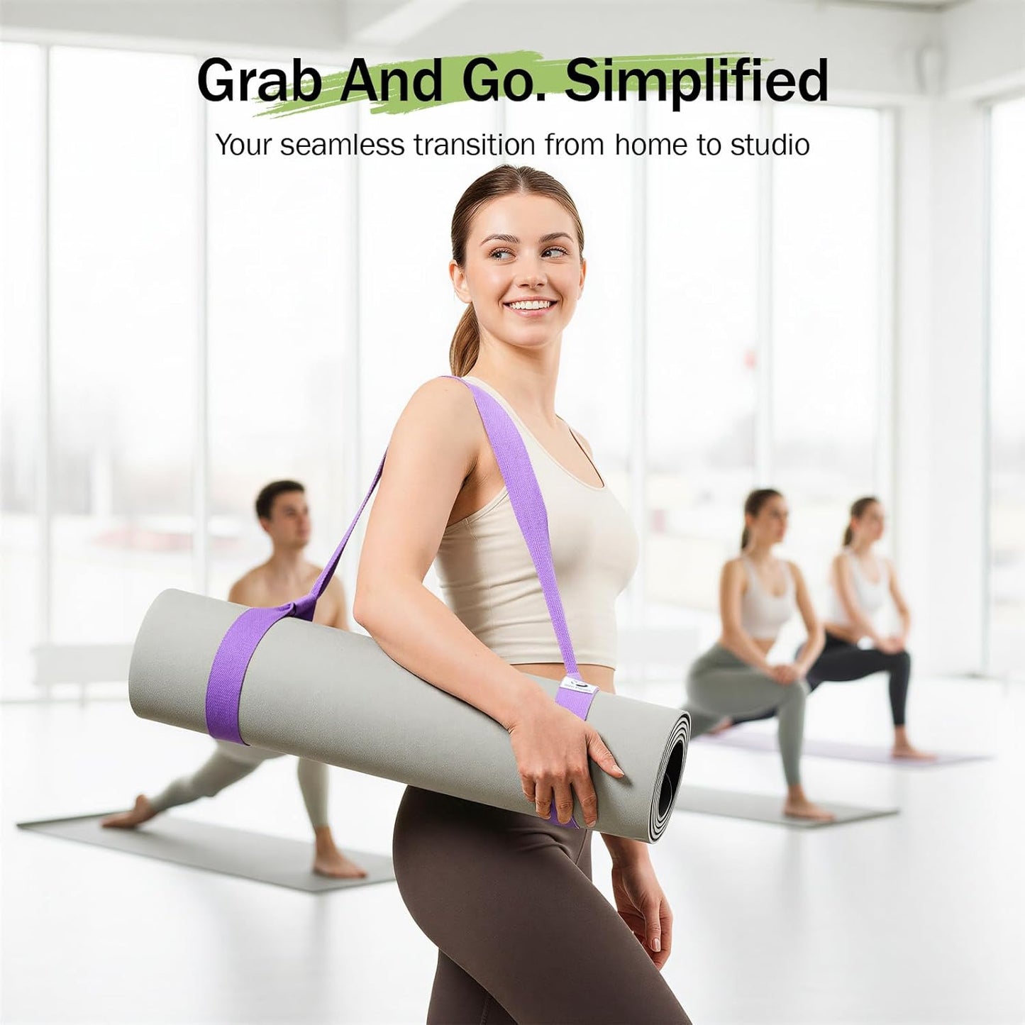Slim Panda 2-Pack Yoga Mat Straps, Adjustable Yoga Mat Straps, Yoga Mat Storage Straps (Yoga mat not included)