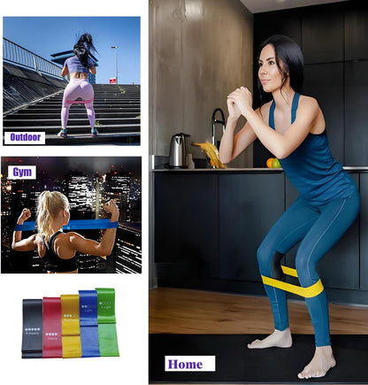 Resistance Bands for Working Out,Resistance Loop Exercise Bands for Physical Therapy, Yoga Starter Set of Stretch Bands for Booty Legs, Pilates Flexbands,Set of 5