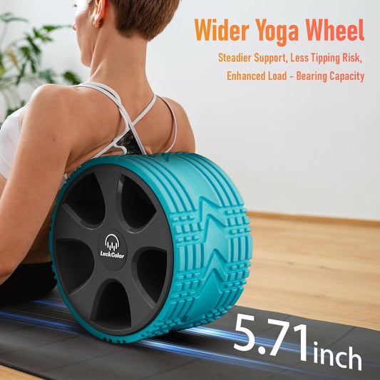 Back Roller, Back Wheel Targeted Back Pain Relief, Yoga Wheel Muscle Massage, Foam Roller for Trigger Point Therapy Physical, Stretching & Exercise, 880lbs Capacity, 10 Inch (Black+Acid Blue)