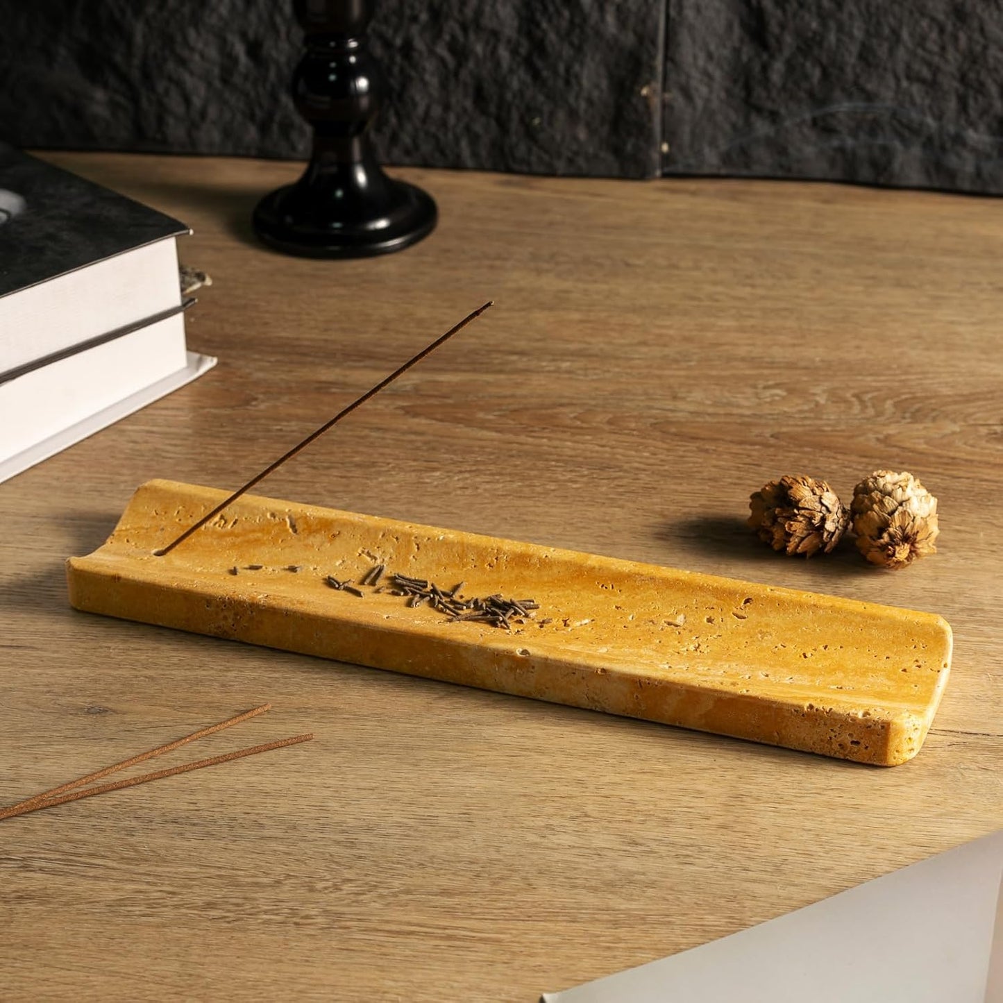 Koville Marble Incense Holder, Incense Holder for Sticks, Incense Sticks Holder Ash Catcher for Meditation Yoga SPA, Natural Stone Incense Burner, Home Table Decor (Green)
