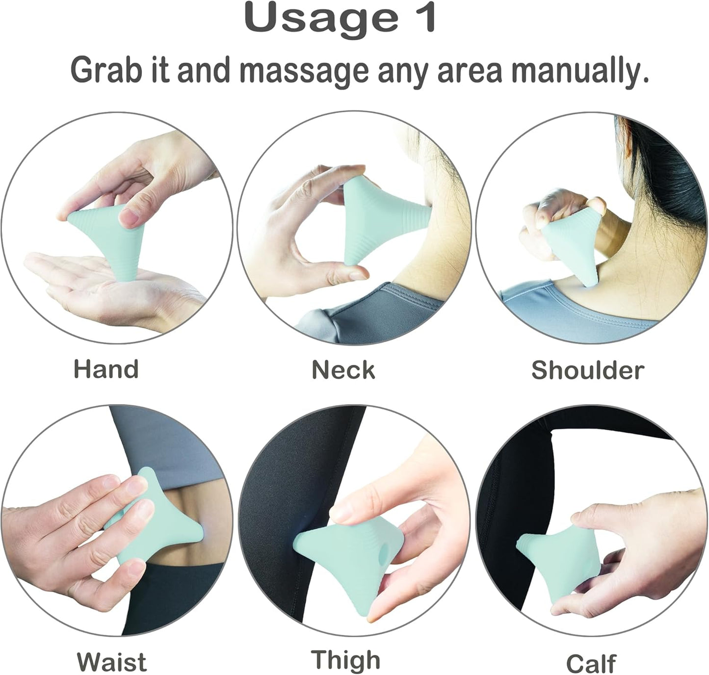 Trigger Point Massage Ball, Manual Massager Tool for Muscle Knot Deep Tissue Relief Myofascial Release Physical Therapy Hip Flexor Iliacus Psoas Hand Foot Back. 2.8×2.9” (Blue)