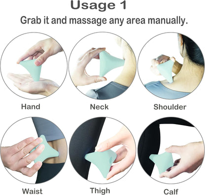 Trigger Point Massage Ball, Manual Massager Tool for Muscle Knot Deep Tissue Relief Myofascial Release Physical Therapy Hip Flexor Iliacus Psoas Hand Foot Back. 2.8×2.9” (Blue)