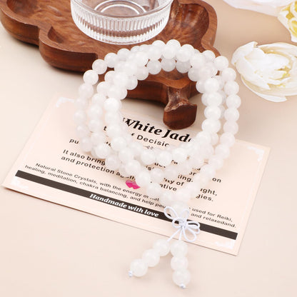 AD Beads 6mm 8mm 108 Prayer Mala Jasper Elastic Bracelet - Handmade Yoga Meditation Healing Power Energy Gifts for Unisex Adult.