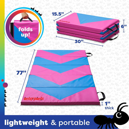 Antsy Pants Tumbling Mat for Kids – Gymnastics Mat, Easy to Clean, Sturdy, Foldable Tumbling Mats, Padded, Lightweight, Portable, Gymnastics Equipment for Active Play