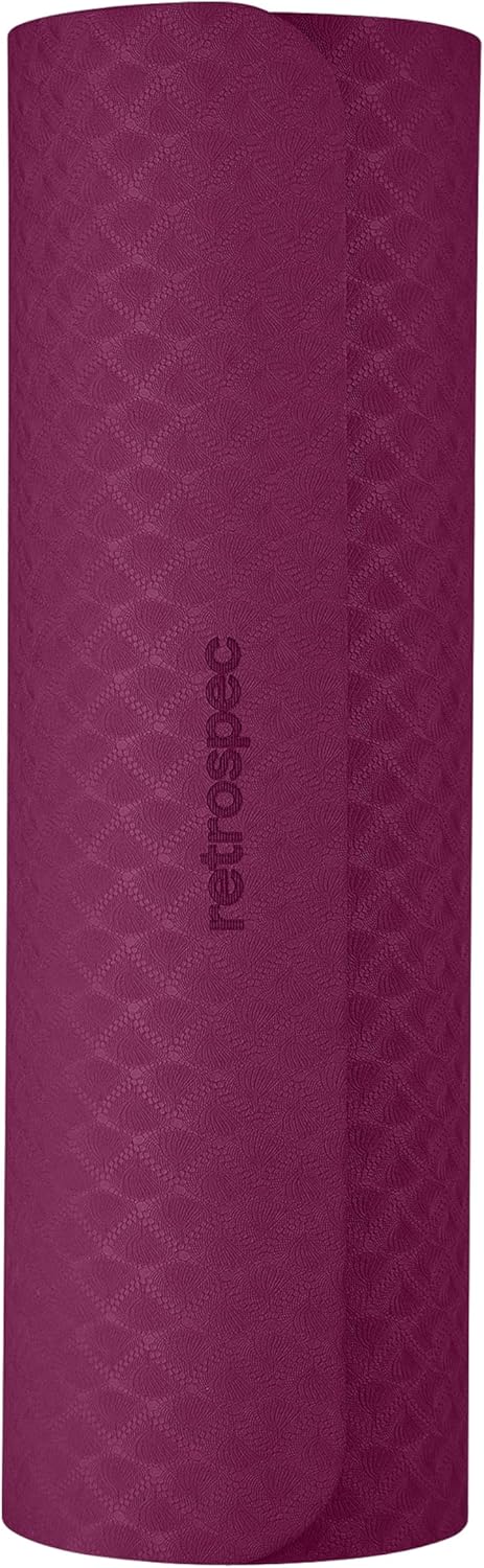 Retrospec Zuma Yoga Mat | 1/2 Inch Thick Non Slip Workout Mat | TPE Exercise Mat for Yoga, Pilates & Stretching | 72x24in