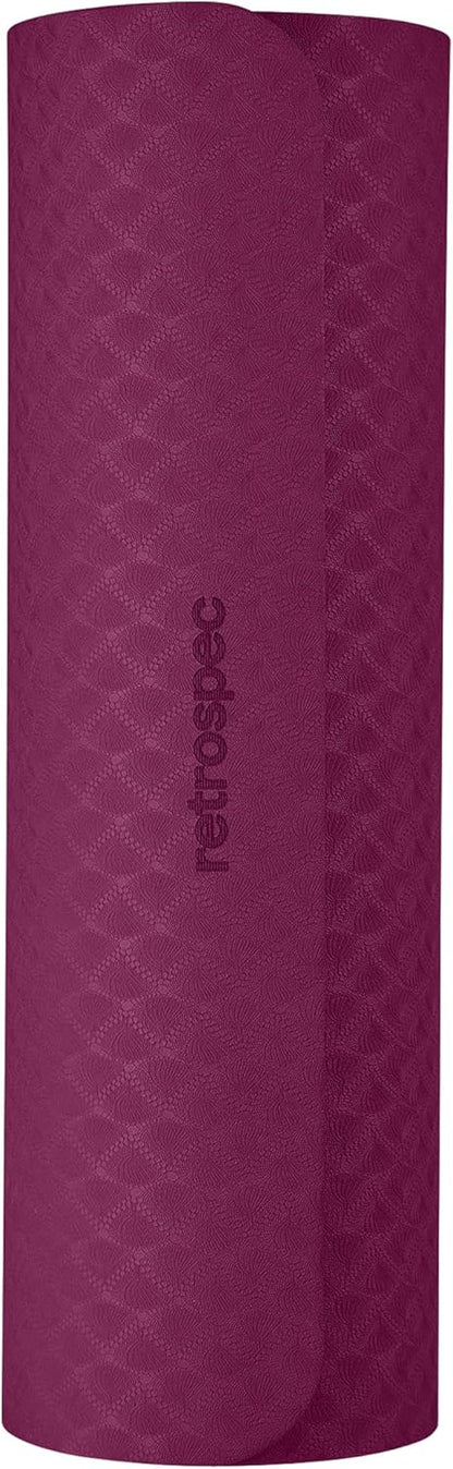 Retrospec Zuma Yoga Mat | 1/2 Inch Thick Non Slip Workout Mat | TPE Exercise Mat for Yoga, Pilates & Stretching | 72x24in