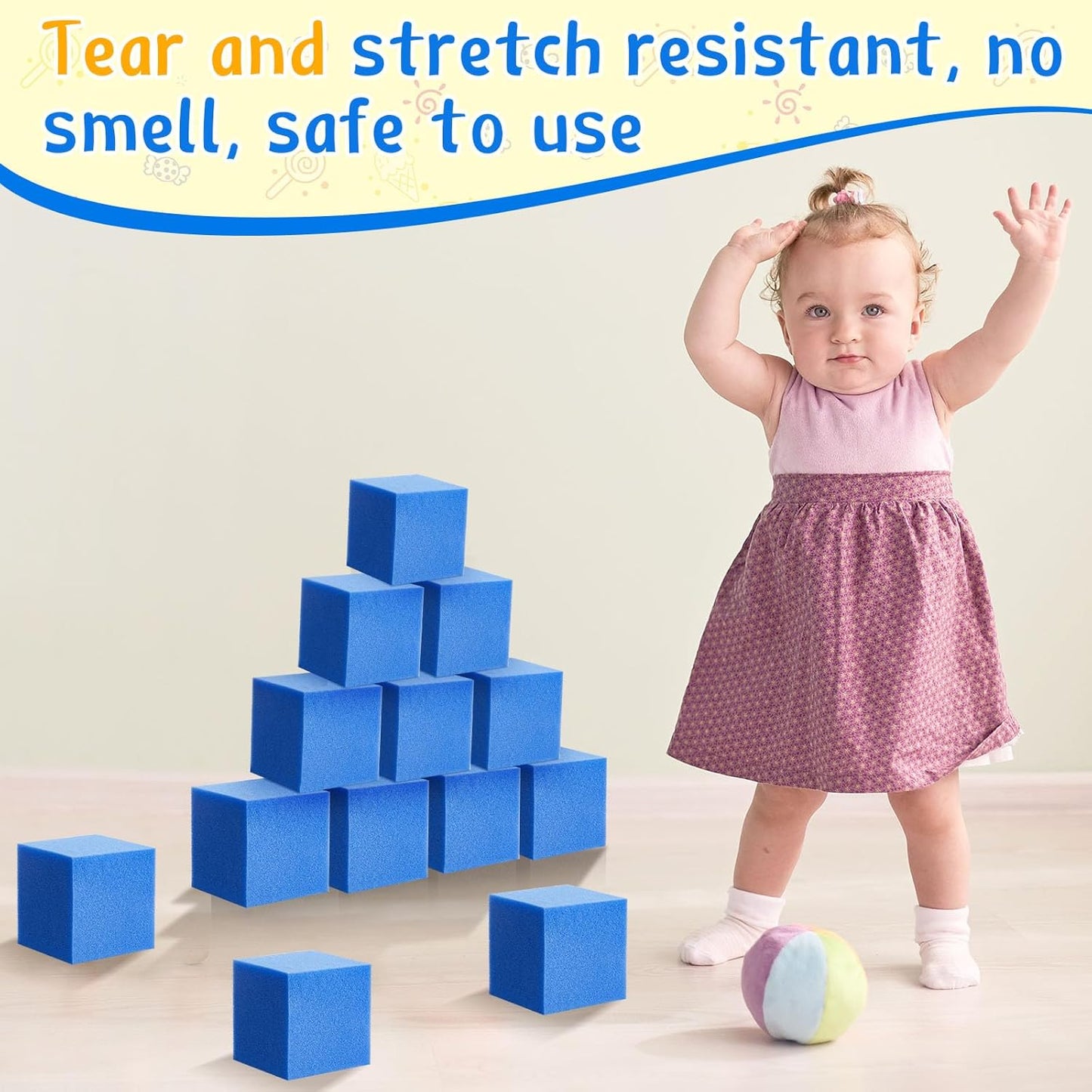 Treela Foam Pit Blocks, Foam Gym Cubes, 4 x 4 x 4 in Protective Trampoline Padding for Gymnastics, Parkour Courses, Trampoline Arenas, BMX